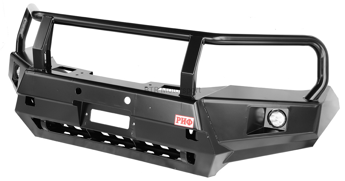 Бампер РИФ передний Toyota Hilux 2015+ с доп. фарами, защитной дугой и защитой бачка омывателя RIFREV-10350
