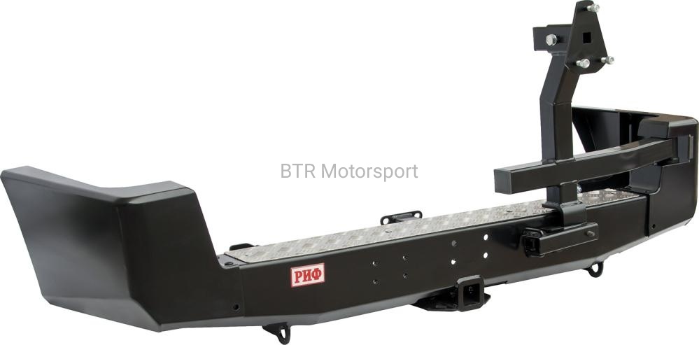 Бампер РИФ силовой задний УАЗ Патриот (2005-2014) с квадратом под фаркоп и калиткой стандарт RIF060-21120