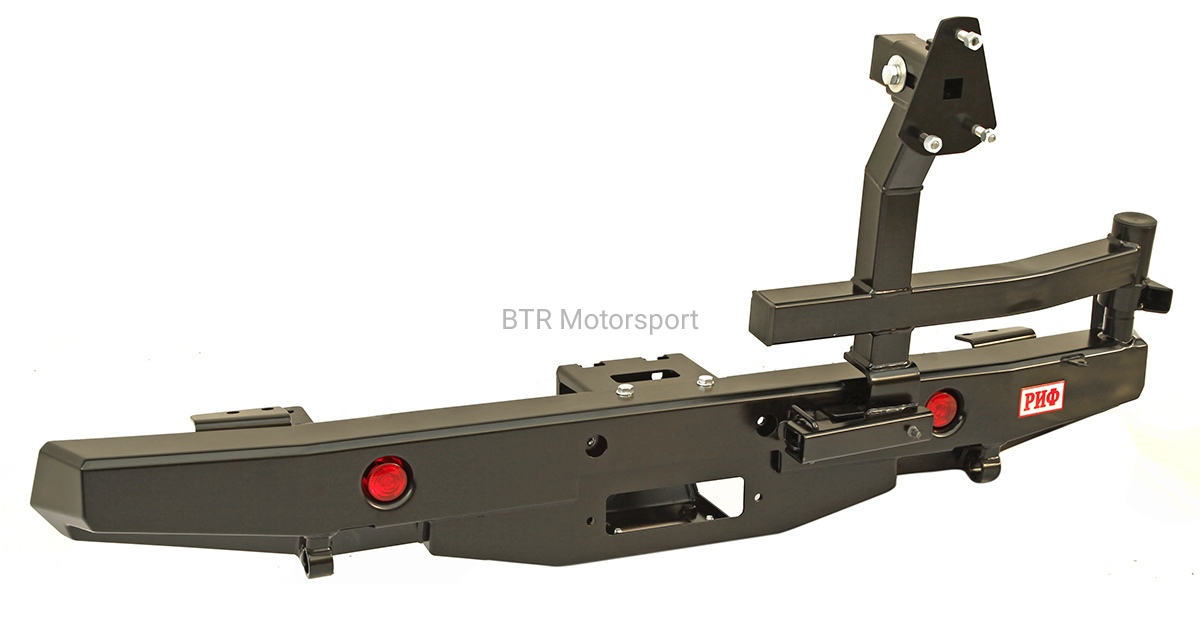 Бампер РИФ силовой задний УАЗ Хантер с площадкой под лебедку, калиткой,  фонарями, подсветкой номера стандарт RIF469-21235 купить, Бампер РИФ  силовой задний УАЗ Хантер с площадкой под лебедку, калиткой, фонарями,  подсветкой номера стандарт